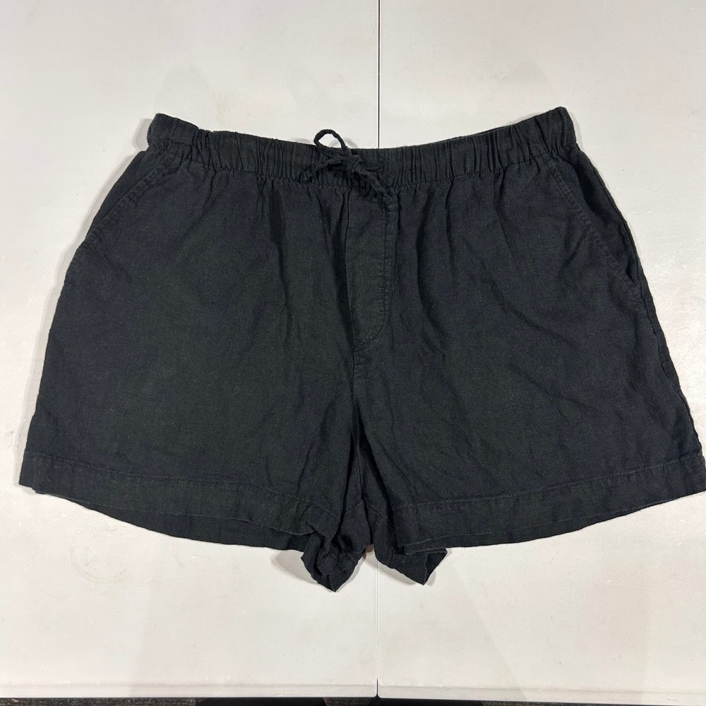 Gap Fisherman Coastal Minimalist Black Linen Blend Drawstring Shorts Size Medium